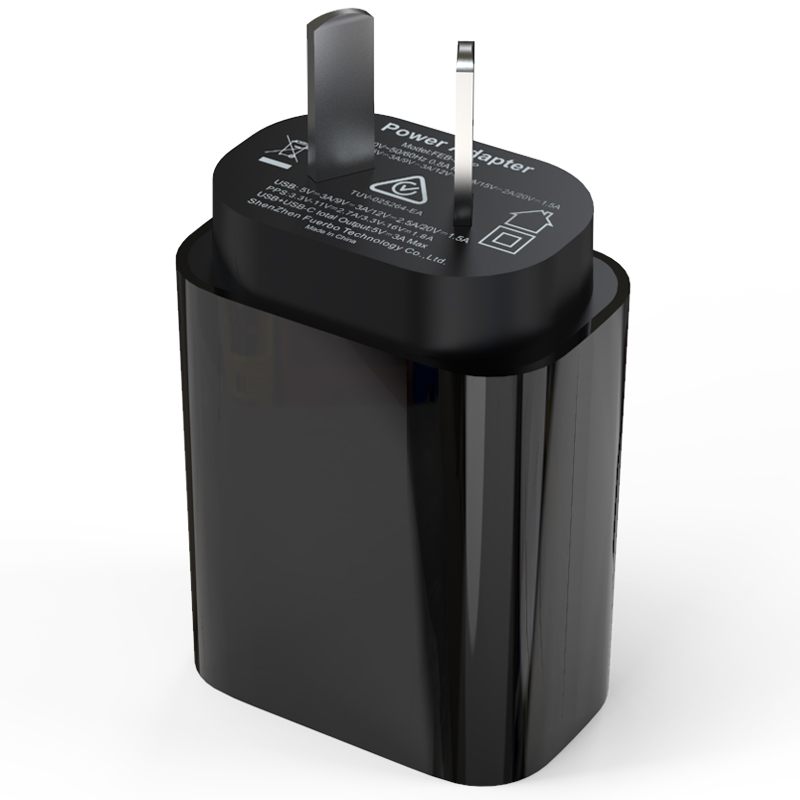 AU Spec PD+QC GaN 30W Fast Charger Customised SAA Certified Dual Port QC 3.0