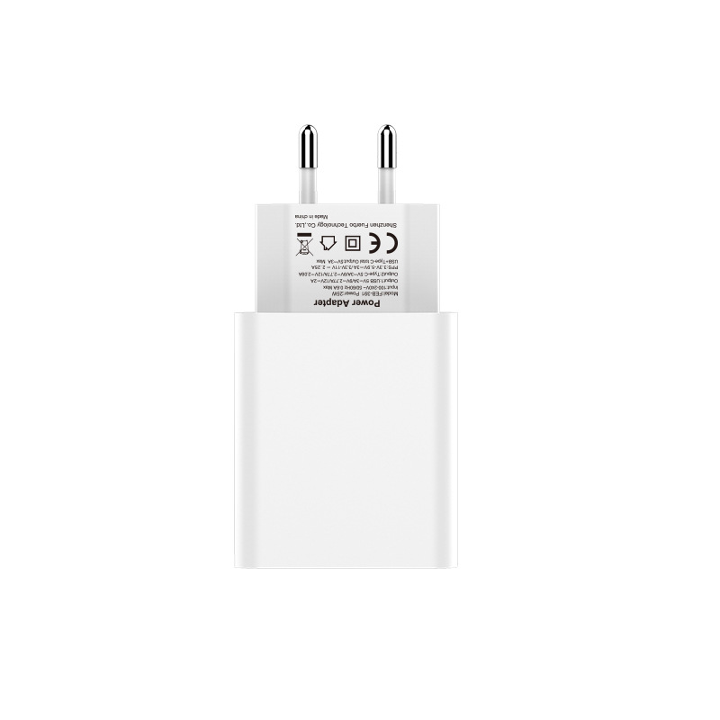 EU Spec PD+USB 25W Fast Charger Customised Rohs CE Certified Dual Port QC 3.0