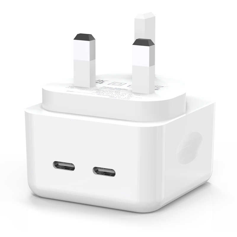 UK Spec Customised GaN C+C Dual PD 35W Fast Charger for Apple iPhone iPad Macbook