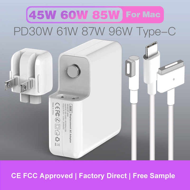 For Macbook Power Adapter Charger 45W 60W 85W T-type CE FCC Certification