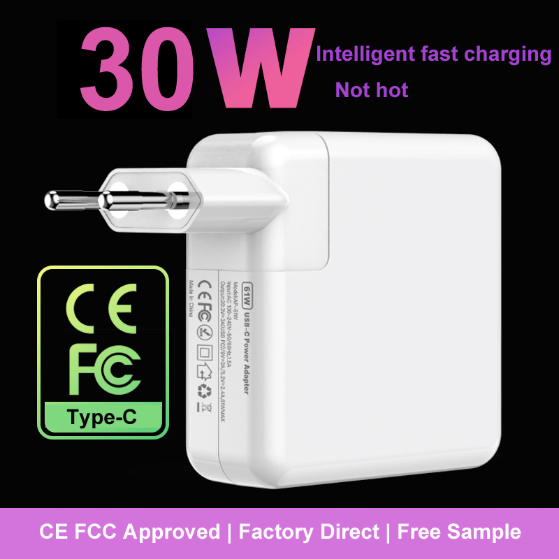 For Macbook Power Adapter Charger PD 30W Fast Charging CE FCC Certification