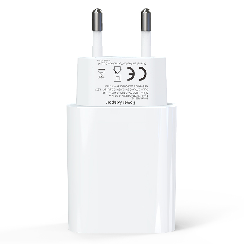 EU Spec QC3.0 20W PD Fast Charger Dual Port CE Certified For iPhone